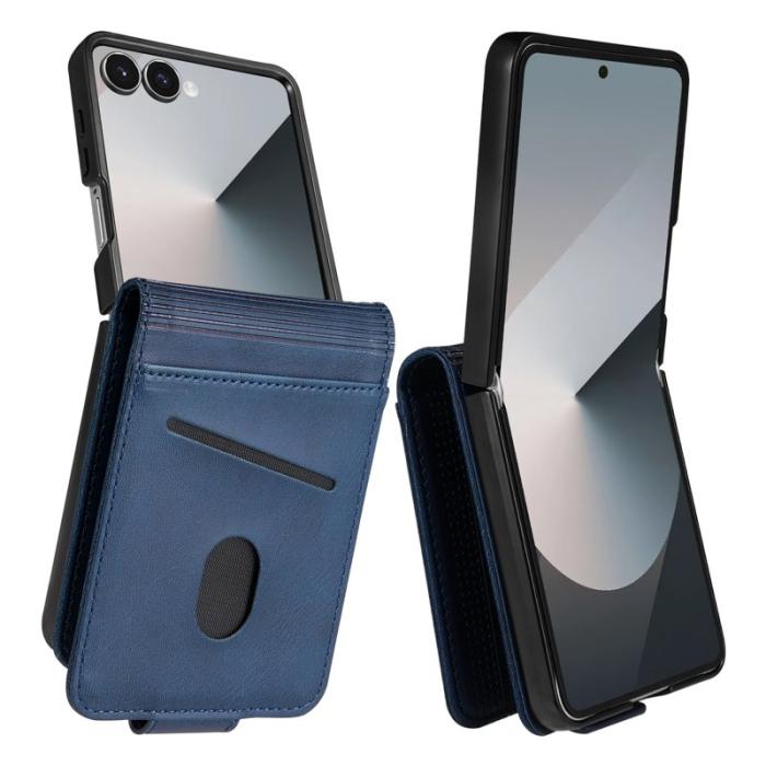 AZNS - AZNS Samsung Galaxy Z Flip7 Fodral Card Holder KonstLäder - Blå