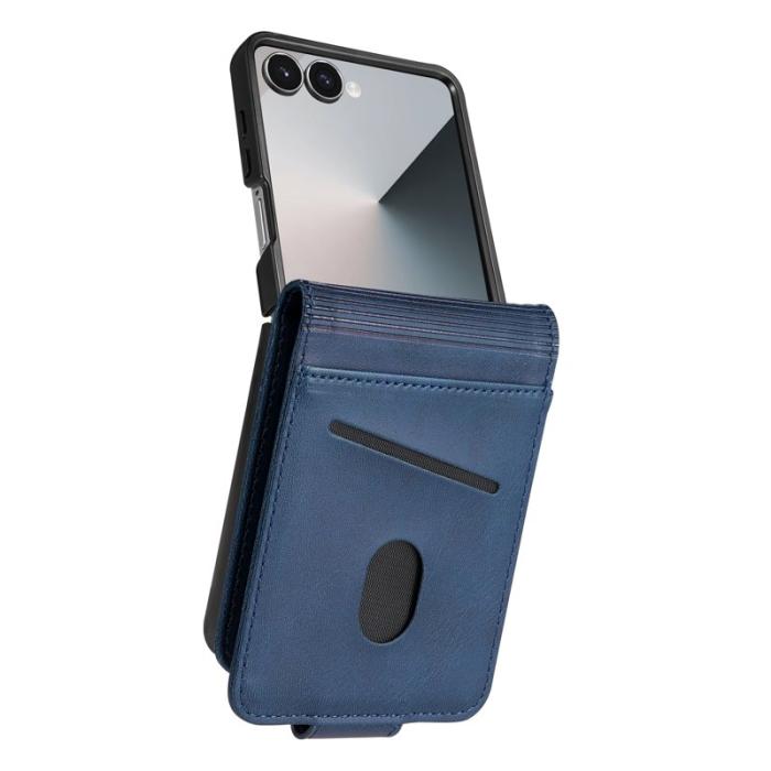 AZNS - AZNS Samsung Galaxy Z Flip7 Fodral Card Holder KonstLäder - Blå