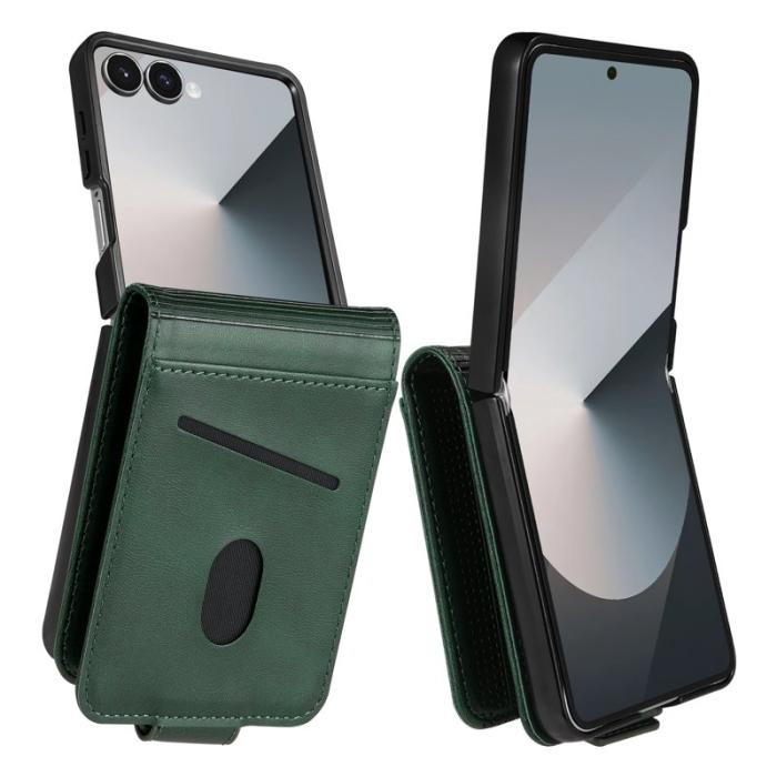 AZNS - AZNS Samsung Galaxy Z Flip7 Fodral Card Holder KonstLäder - Grön