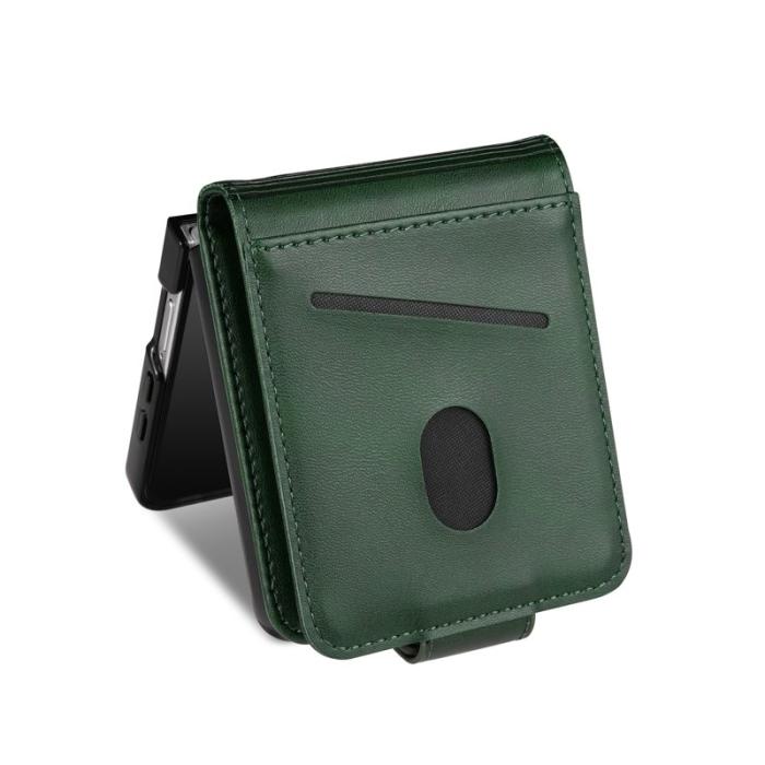 AZNS - AZNS Samsung Galaxy Z Flip7 Fodral Card Holder KonstLäder - Grön