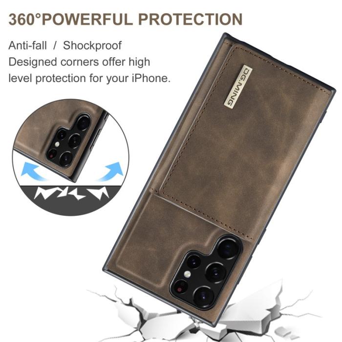 DG.MING - DG.MING 2-in-1 Plånboksfodral Samsung Galaxy S22 Ultra - Brun