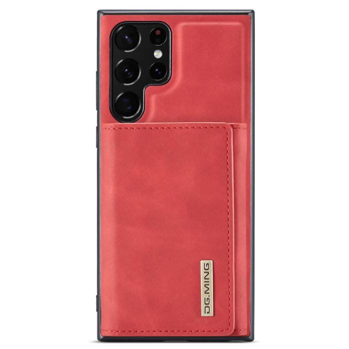 DG.MING - DG.MING 2-in-1 Konstläder Plånboksfodral Samsung Galaxy S22 Ultra Röd
