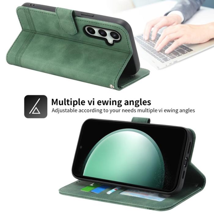 DIERFENG - DIERFENG DF-03 Samsung Galaxy S24 FE Plånboksfodral Konstläder - Grön