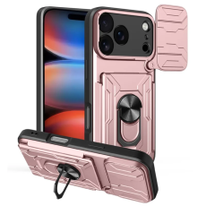 A-One Brand - iPhone 17 Pro Max Mobilskal Kamera Slider PC + TPU Kickstand - Roséguld