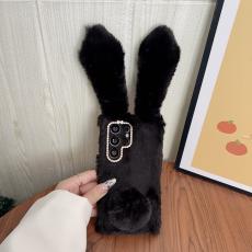 OEM - Mobilskal till Samsung Galaxy S26 Ultra Plush S&ouml;t Kanin Vinter TPU - Svart