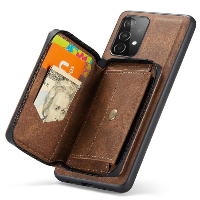 JEEHOOD - JEEHOOD Detachable Zipper Wallet Mobilskal för Samsung Galaxy A32 5G - Brun