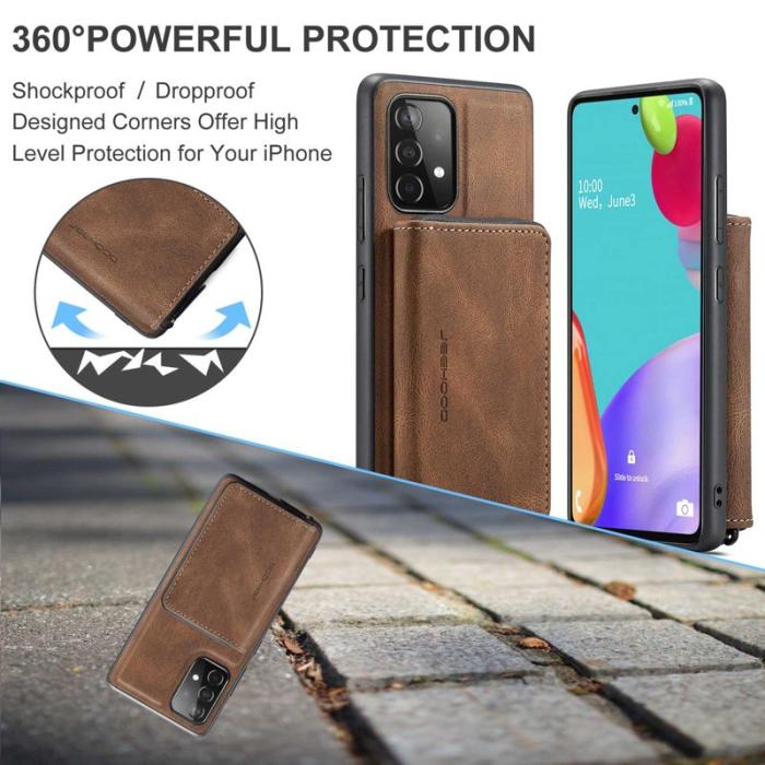 JEEHOOD - JEEHOOD Detachable Zipper Wallet Mobilskal för Samsung Galaxy A32 5G - Brun