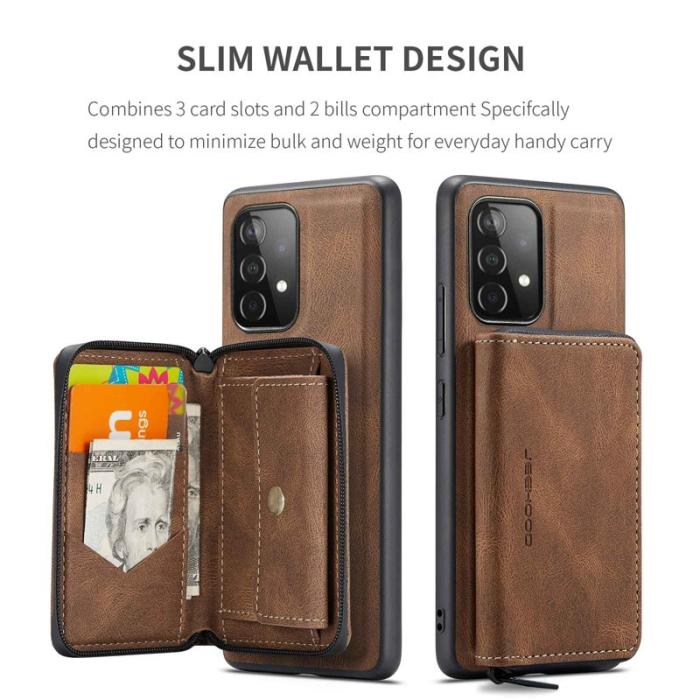 JEEHOOD - JEEHOOD Detachable Zipper Wallet Mobilskal för Samsung Galaxy A32 5G - Brun