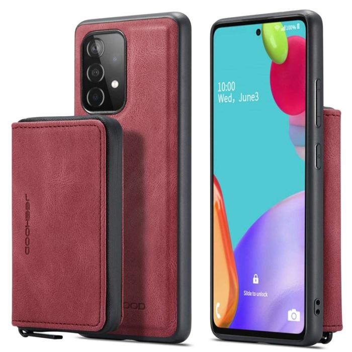 JEEHOOD - JEEHOOD Detachable Zipper Wallet Mobilskal för Samsung Galaxy A32 5G - Röd