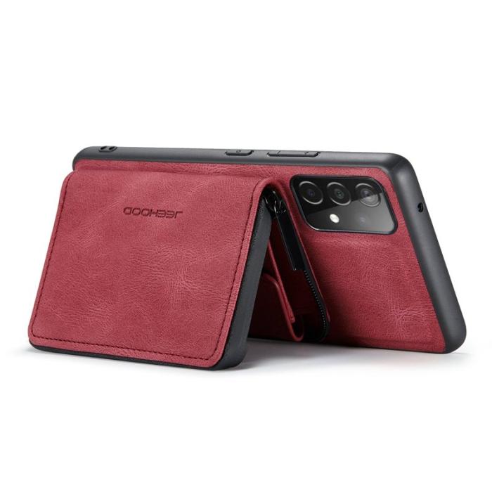 JEEHOOD - JEEHOOD Detachable Zipper Wallet Mobilskal för Samsung Galaxy A32 5G - Röd