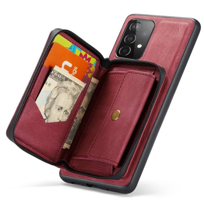 JEEHOOD - JEEHOOD Detachable Zipper Wallet Mobilskal för Samsung Galaxy A32 5G - Röd