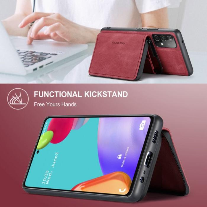 JEEHOOD - JEEHOOD Detachable Zipper Wallet Mobilskal för Samsung Galaxy A32 5G - Röd