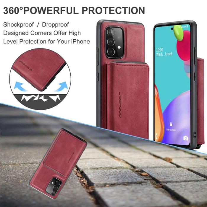 JEEHOOD - JEEHOOD Detachable Zipper Wallet Mobilskal för Samsung Galaxy A32 5G - Röd