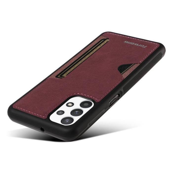 FORWENW - FORWENW F5 Series Samsung Galaxy A53 Fodral KonstLäder - Vinröd