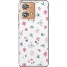 Gustaf - Mobilskal till Motorola Edge 40 Neo med Blommor och fj&auml;rillar
