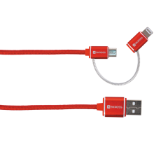 UTGATT1 - SKross Charge'n Sync Micro USB & Lightning Kabel 2m - Röd