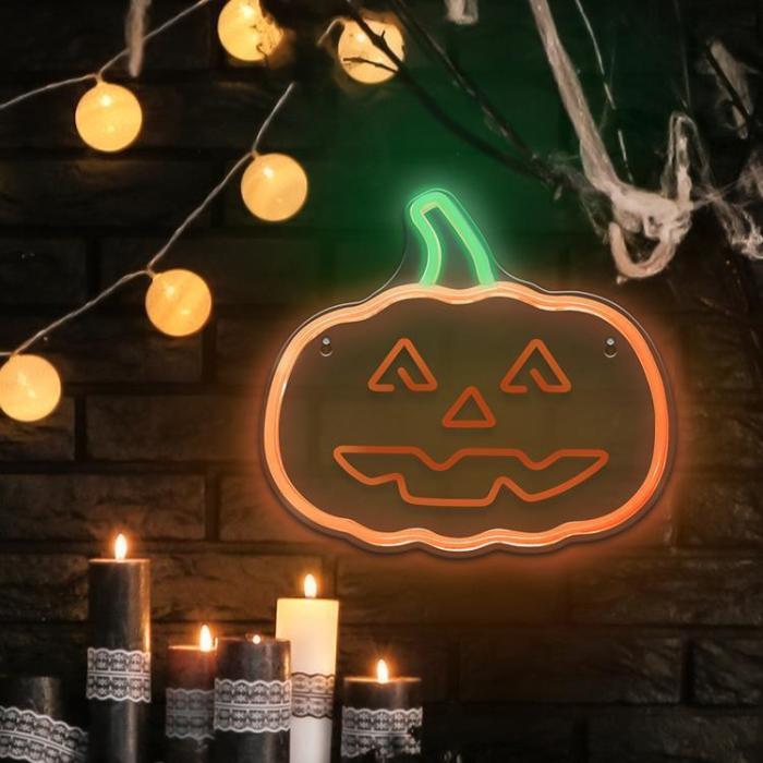 Neolia - Neolia LED Neon PLEXI PUMPKIN MED STAM NNE13 - Orange/Grön