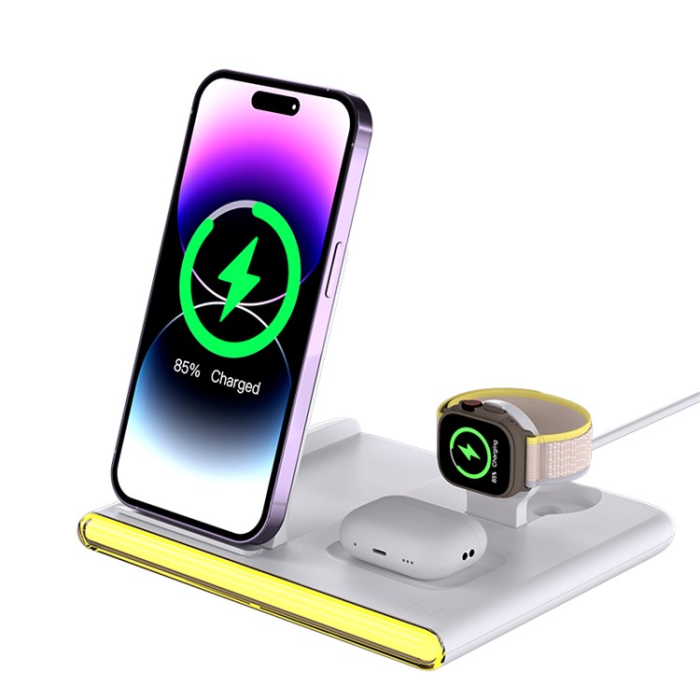 OEM - Trådlös Laddare iPhone, Airpods, Apple/Galaxy Watch C27 - Vit