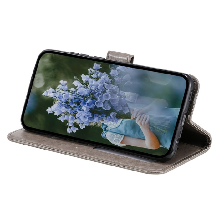 A-One Brand - Sony Xperia 10 V Plånboksfodral Imprinted Mandala Flower - Grå