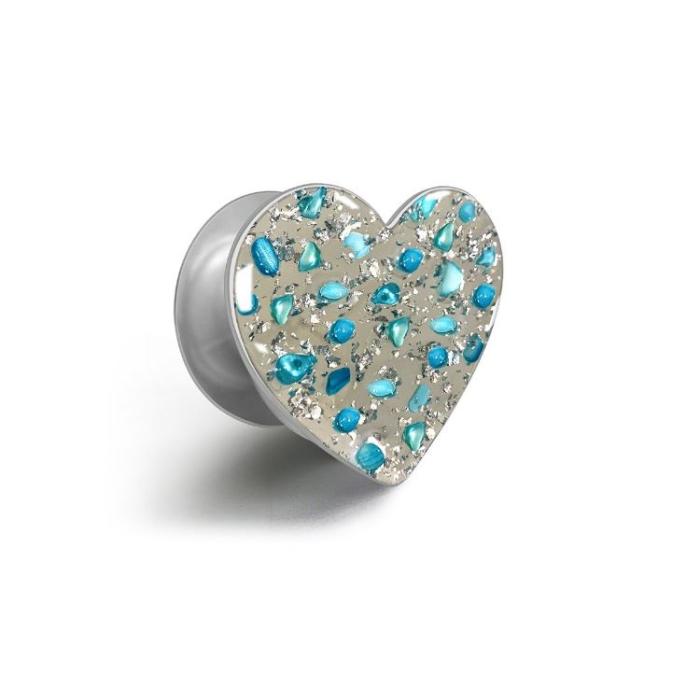 OEM - Heart Popup Hållare - Blå Stone