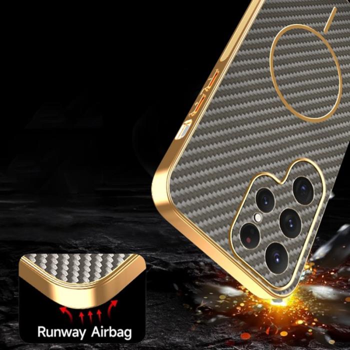 OEM - Samsung Galaxy S26 Ultra Skal Kolfiber Texturerad TPU - Kaffe