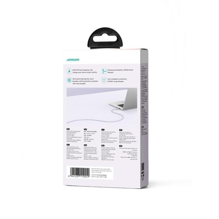 Joyroom - Joyroom USB-C till USB-C kabel 60W 1m Multi-Color - Lila