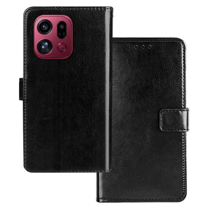 IDEWEI - IDEWEI Oppo Find X9 Pro Plånboksfodral Konstläder Crazy Horse Textur - Svart