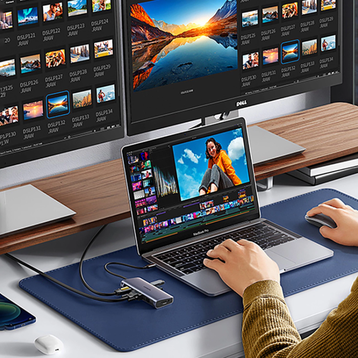 Ugreen - Ugreen 9in1 HUB USB-C Till USB-C, HDMI, VGA, RJ45, SD/TF Kortläsare, 3xUSB-A 3.0