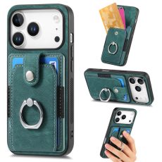 A-One Brand - iPhone 17 Pro Mobilskal med Korthållare Läder Kickstand - Grön