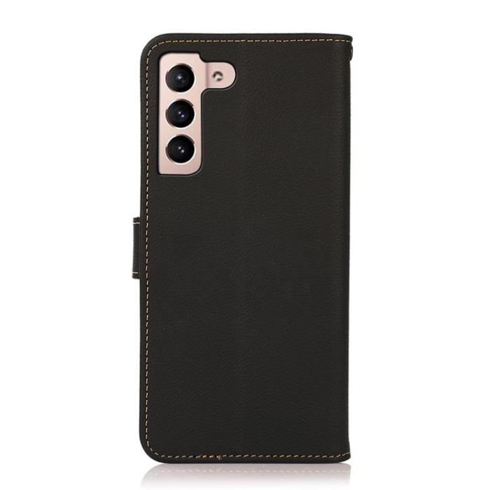 KHAZNEH - KHAZNEH Äkta Läder Fodral Galaxy S22 5G - Svart