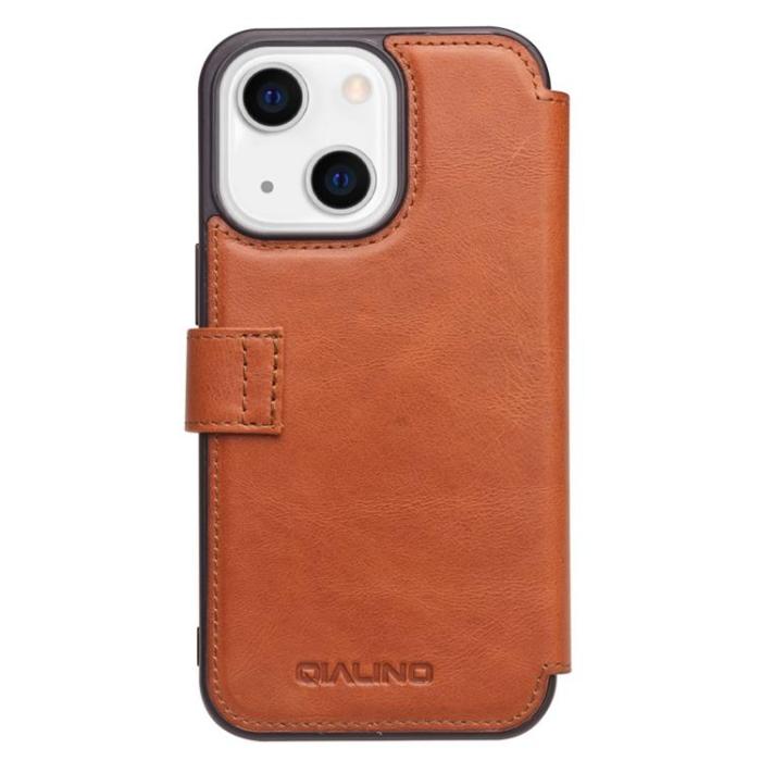 UTGATT1 - Qialino Äkta Läder Fodral iPhone 13 Mini - Brun