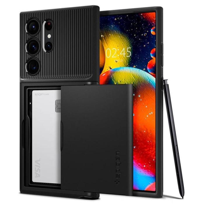 Spigen - Spigen Galaxy S23 Ultra Korthållare Skal Slim Armor CS - Svart