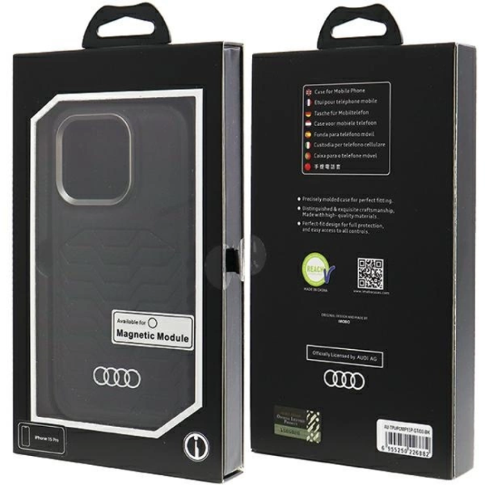 Audi - Audi iPhone 15 Pro Max Mobilskal Magsafe Syntetiskt Läder - Svart