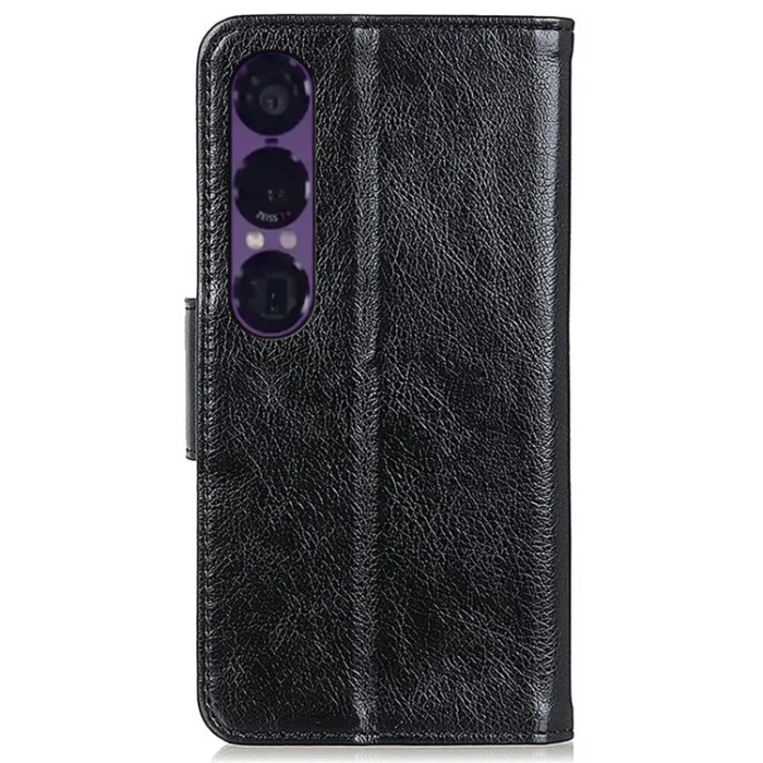 A-One Brand - Sony Xperia 1 VII Plånboksfodral Äkta Läder - Svart