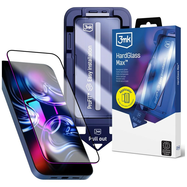 3mk Härdat Glas Skärmskydd För iPhone 17 Pro Max med Applicator - Svart