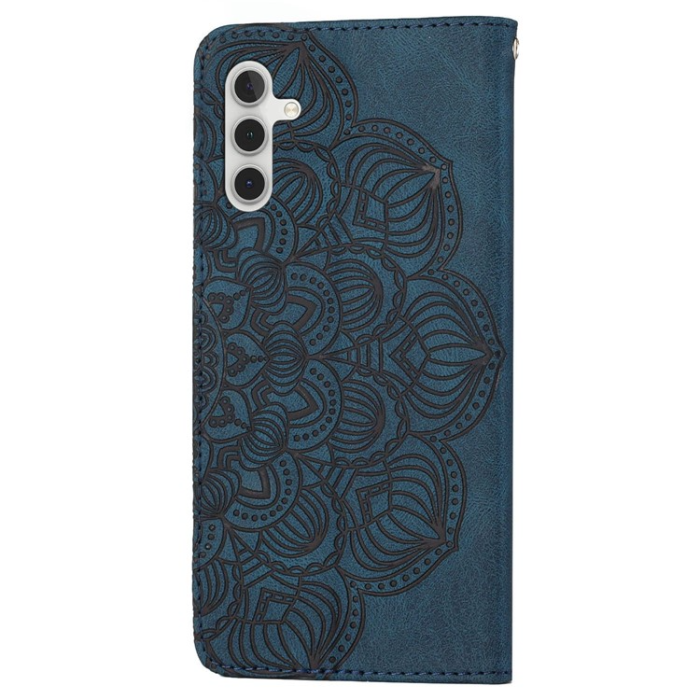 A-One Brand - Galaxy A14 5G/4G Plånboksfodral Mandala Flower Imprinted - Blå