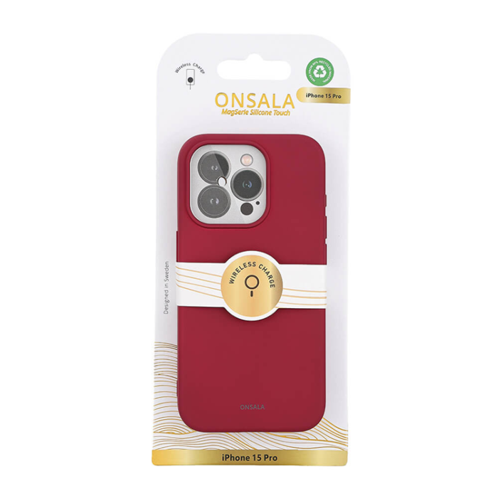 Onsala - Onsala iPhone 15 Pro Mobilskal Magsafe Silikon - Mörkröd