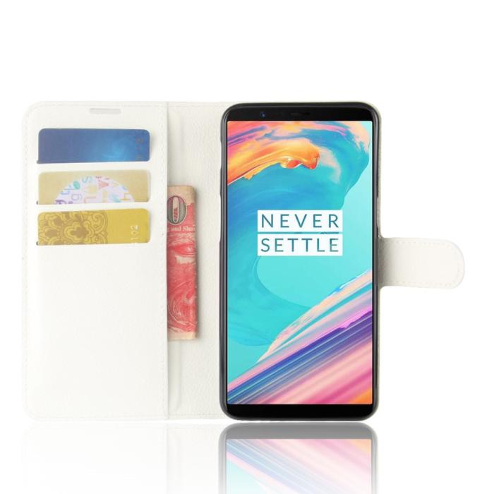 UTGATT1 - Litchi Plånboksfodral OnePlus 5T - Vit