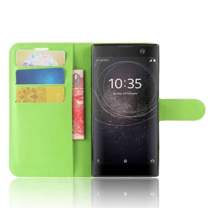 UTGATT4 - Litchi Plånboksfodral till Sony Xperia XA2 - Grön