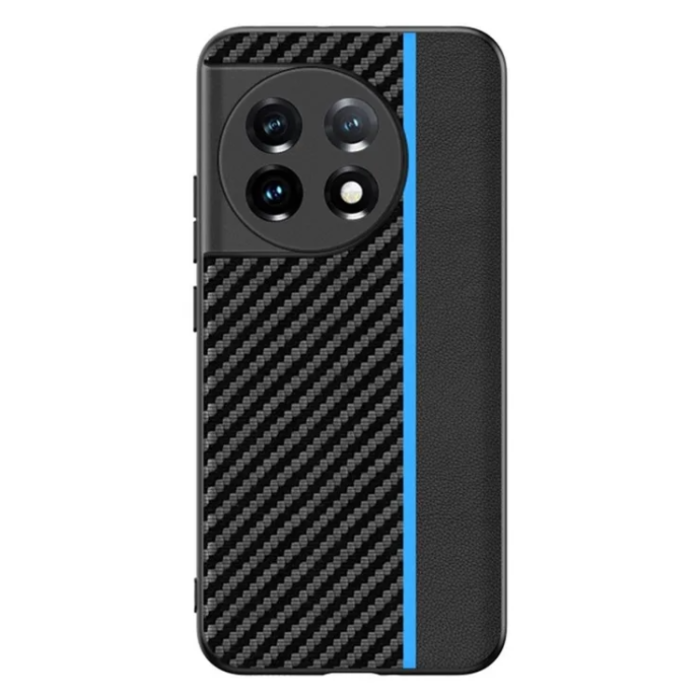 OEM - OnePlus 11 5G Mobilskal Carbon Fiber PU-Läder - Blå
