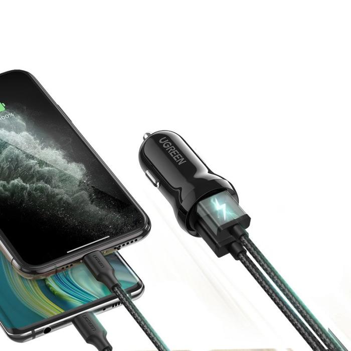 Ugreen - Ugreen 2x USB 24W 4,8A Billaddare Svart