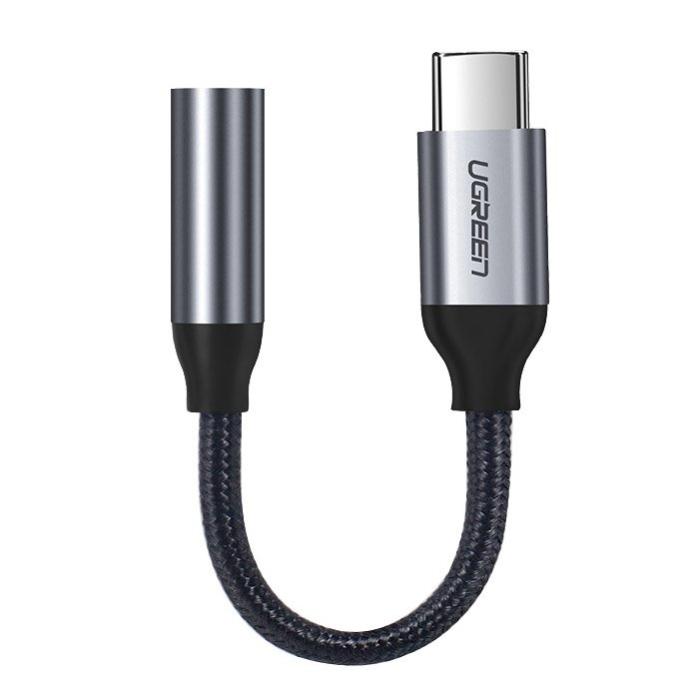 Ugreen - Ugreen 3,5 mm mini jack USB-C hörlur adapter 10cm Grå