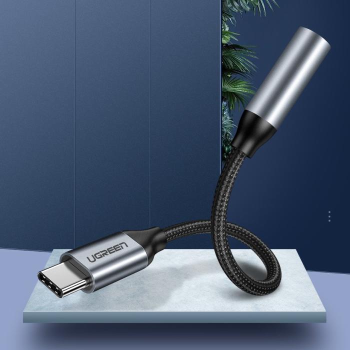 Ugreen - Ugreen 3,5 mm mini jack USB-C hörlur adapter 10cm Grå