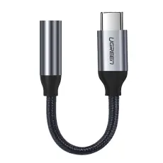 Ugreen - Ugreen 3.5mm mini jack USB-C hörlur adapter 10cm Grå