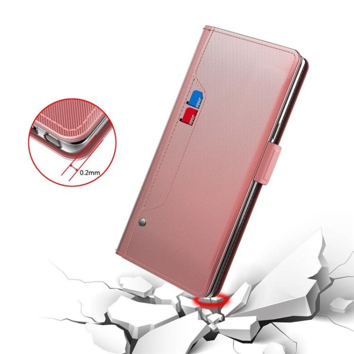 A-One Brand - Google Pixel 6a Plånboksfodral Mirror Ultra Slim - Rosa Guld