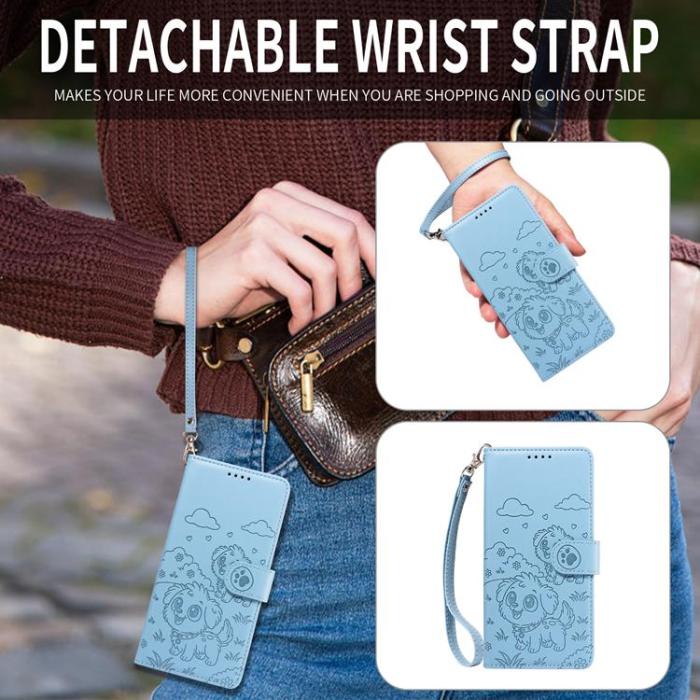 A-One Brand - Xiaomi 17 Pro Max Plånboksfodral RFID Dog Pattern Med Handledsrem - Blå