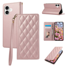 A-One Brand - iPhone 17 Plånboksfodral RFID Rhombus Läder - Roséguld