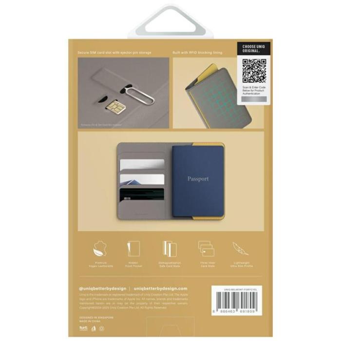 UNIQ - UNIQ Passhållare Plånbok RFID Belmont - Grågul