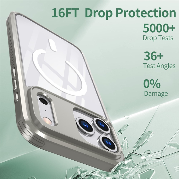 A-One Brand - iPhone 17 Pro Mobilskal MagSafe TPU + PC Clear - Titanium Grå