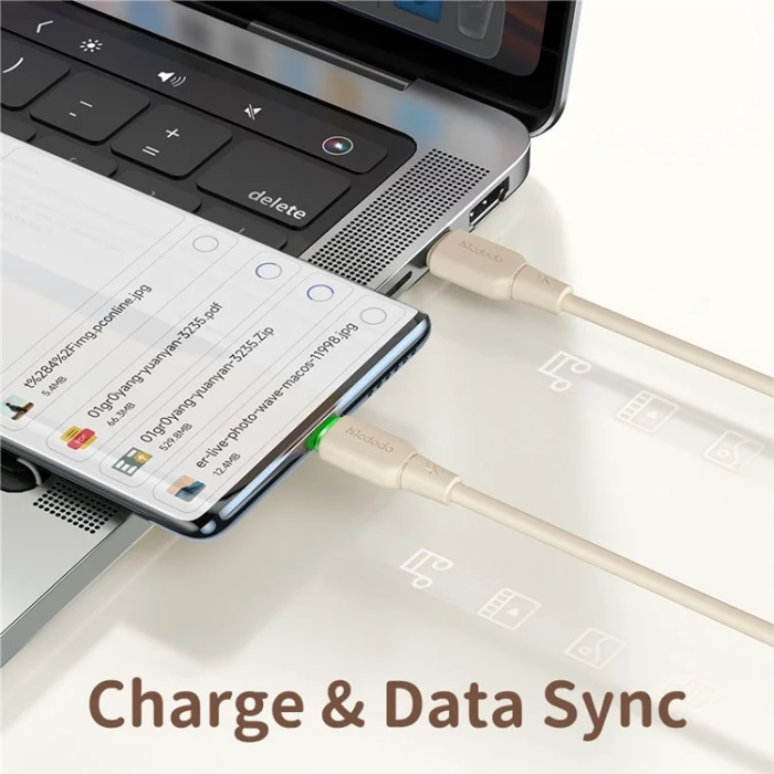 MCDODO - MCDODO USB-C - USB-C 65W Kabel 1.2M CA-477 Alpha - Beige